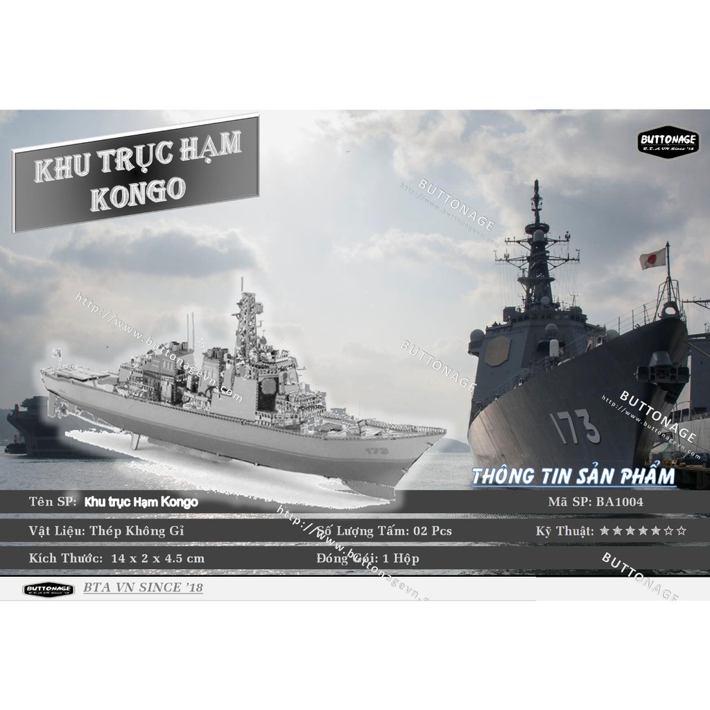 Mô Hình Lắp Ráp 3d Tàu khu trục Lớp Kongo