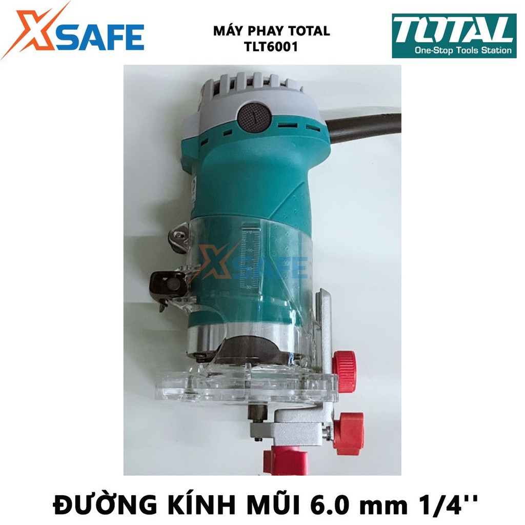 Máy phay cắt mép TOTAL TLT6001 | máy phay gỗ công suất 600W tốc độ không tải 34500 rpm đường kính mũi  6.0 mm và 1/4''