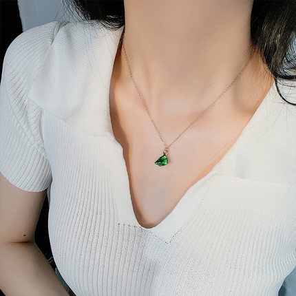 Vòng cổ Thép Titan Màu Xanh Lá Thiết Kế Mới Trẻ Trung