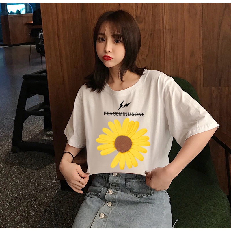 Áo thun form rộng tay lỡ (40-75kg) in hình hoa cúc cực đẹp,áo phông dáng rộng siêu hot