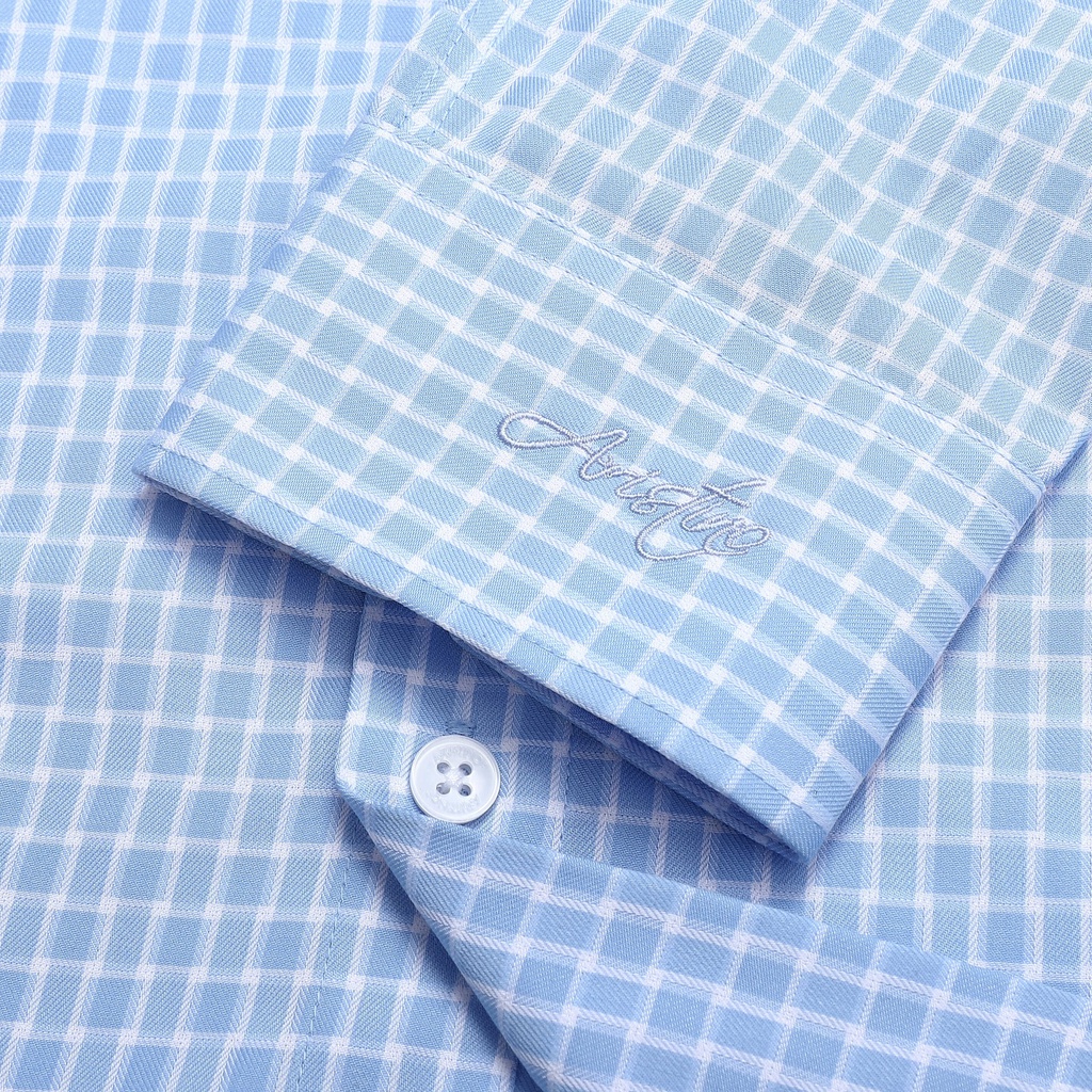[MẪU MỚI] Áo sơ mi nam dài tay ARISTINO phom Regular fit, họa tiết kẻ trắng xanh trẻ trung, lịch lãm - ALS33801