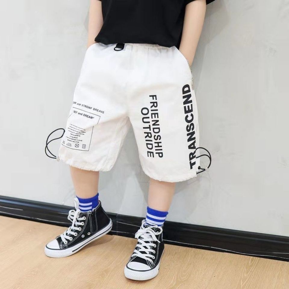 Quần Short Mỏng Màu Trắng Đen Thời Trang Mùa Hè Cho Bé Trai