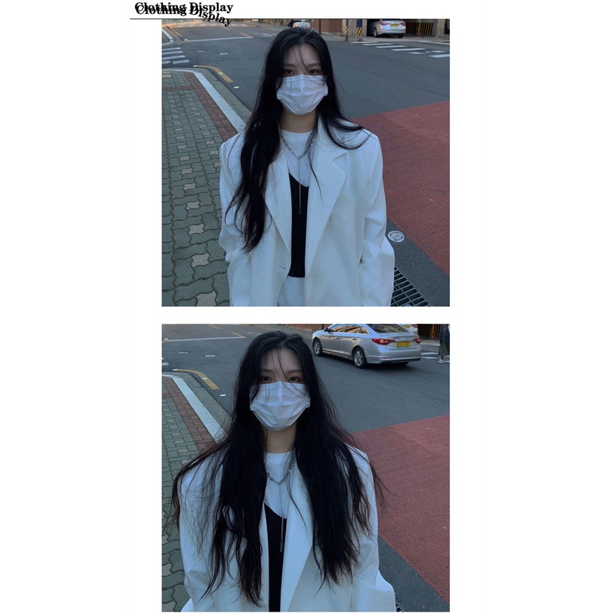 Áo Khoác Vest Dáng Rộng Màu Trắng Phong Cách Hàn Quốc Thanh Lịch Dành Cho Nữ | BigBuy360 - bigbuy360.vn