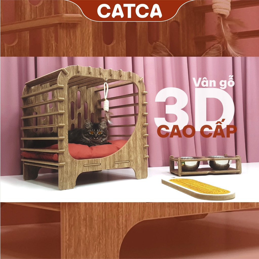 Nhà thú cưng gỗ lắp ghép SANG TRỌNG dành cho chó mèo CATCA - Nhà Dudu
