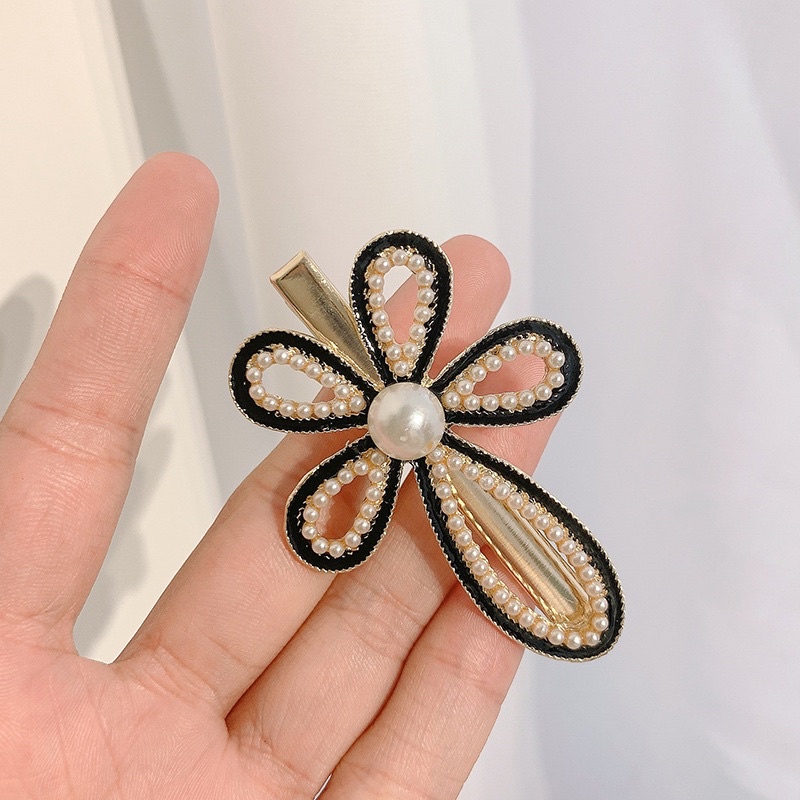 Kẹp tóc mái hình nơ, hình trái tim đính ngọc trai nhân tạo phong cách dễ thương Hàn Quốc cho nữ