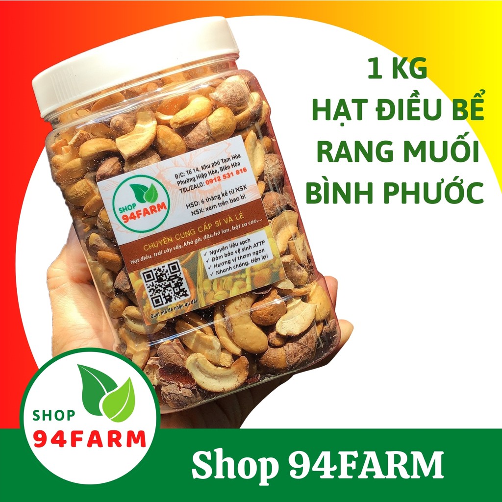 Hạt Điều Rang Muối Bình Phước Loại Vỡ 1kg ( 2 hộp 500g)