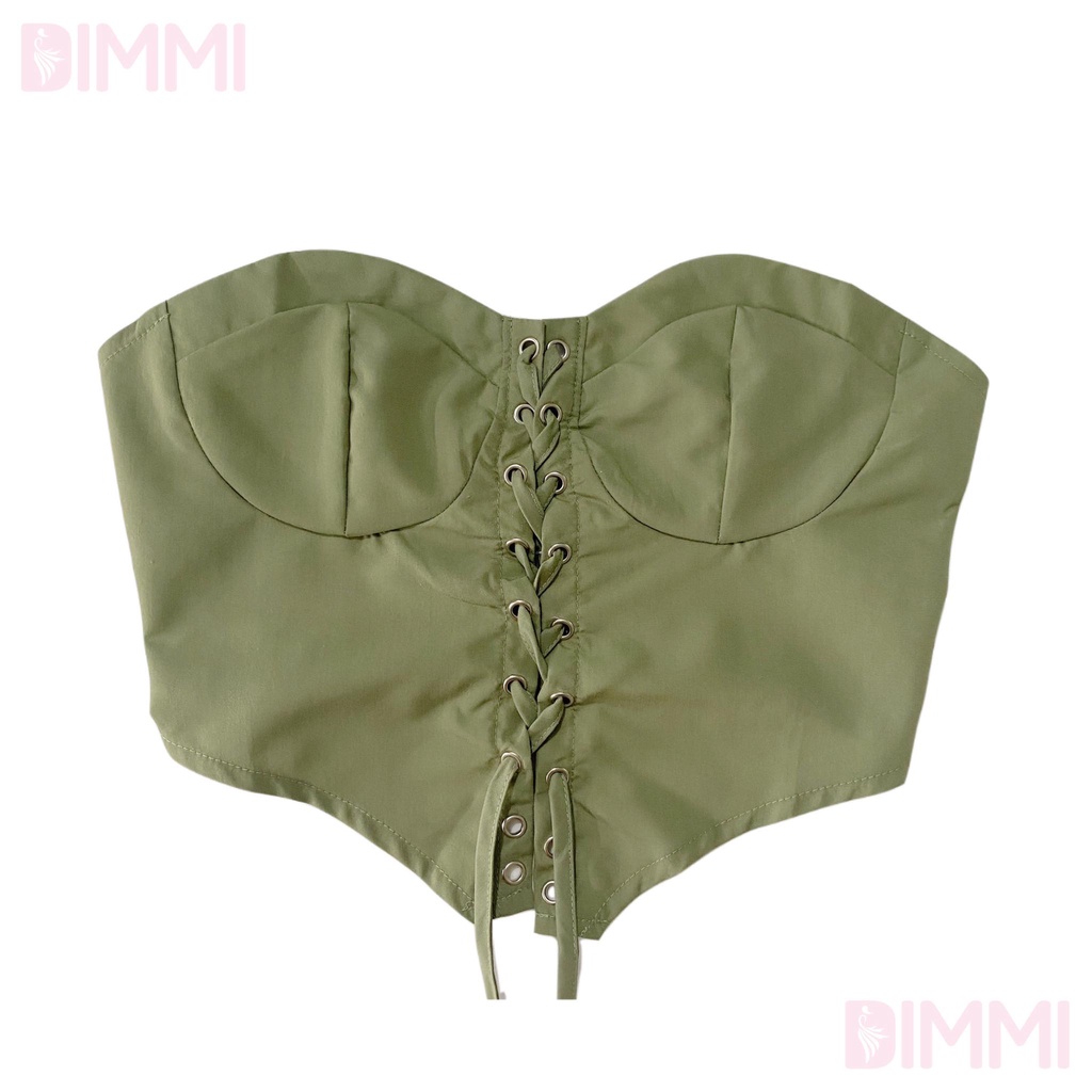 Áo Corset Đan Dây Xanh Olive