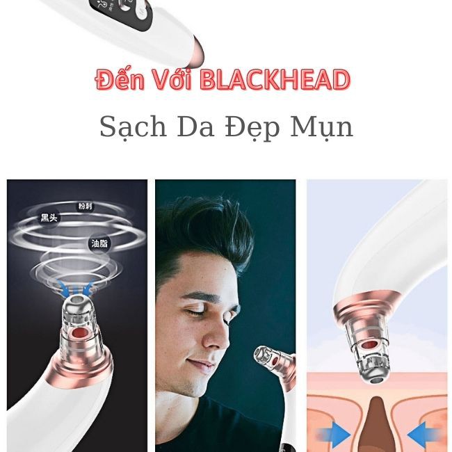 [Freeship] Máy Hút Mụn , Máy Hút Mụn Cám, Đầu Đen Cầm Tay Mini Cao Cấp BLACKHEAD 3 Chế Độ 6 Đầu Hút