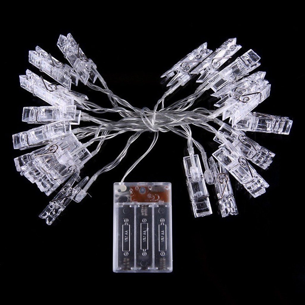 Bộ Dây Đèn Led 20 kẹp Ảnh Dài 3m Có Đèn Led Trang Trí Sinh nhât, Nhà Cửa, Sự Kiện Chụp Ảnh - Hàng cao cấp dùng pin AAA