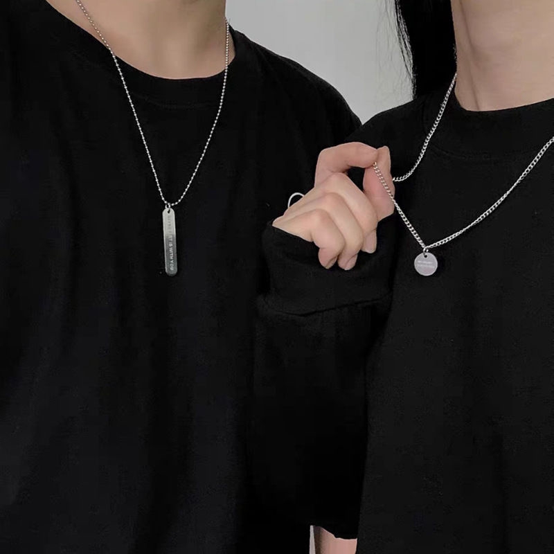 Dây Chuyền Mặt Tròn Khắc Chữ 22313 Phong Cách Harajuku Nhật Bản Dành Cho Cặp Đôi