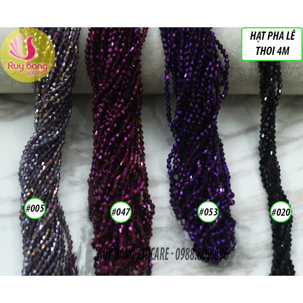 Hạt pha lê thoi 4mm tông xám-hồng-tím-đen