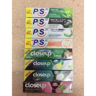 combo 10 tuýp kem đánh răng p/s,closeup 30 g loại du lịch.