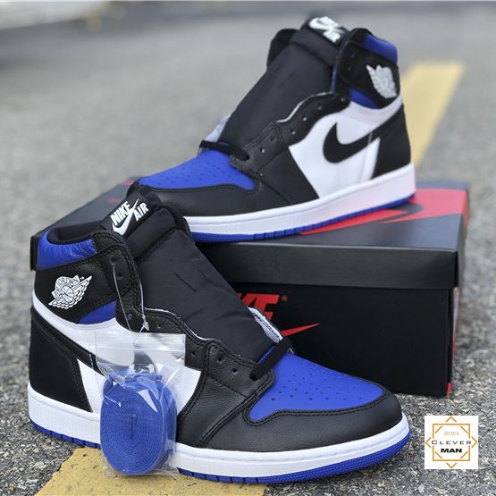 (FREESHIP+FULLBOX) Giày Thể Thao Sneakers AIR Jordan 1 Retro High Royal Toe Xanh Trắng Mũi Đen Cổ Cao