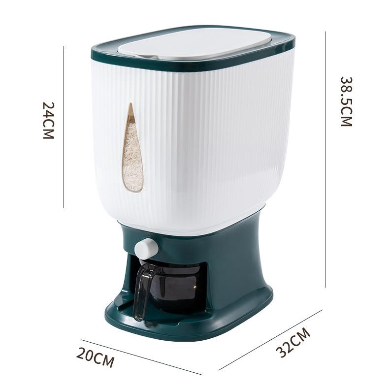 Thùng Đựng Gạo Thông Minh Dung Tích 10kg Kèm Cốc Đong, Mẫu Mã Đẹp Màu Sắc Sang Trọng