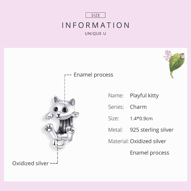 Hạt charm mèo con Bamoer cho vòng tay 3mm BSC208