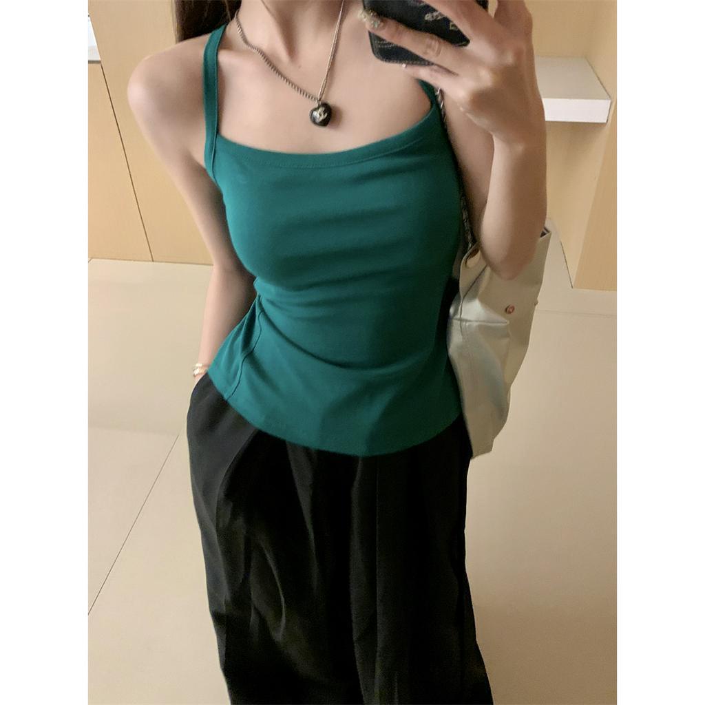 Áo Lót Dây Chéo Hở Lưng Có Mút Nâng Ngực Màu Xanh Lá Cây Thời Trang Mùa Hè Hong Kong Quyến Rũ Cho Nữ