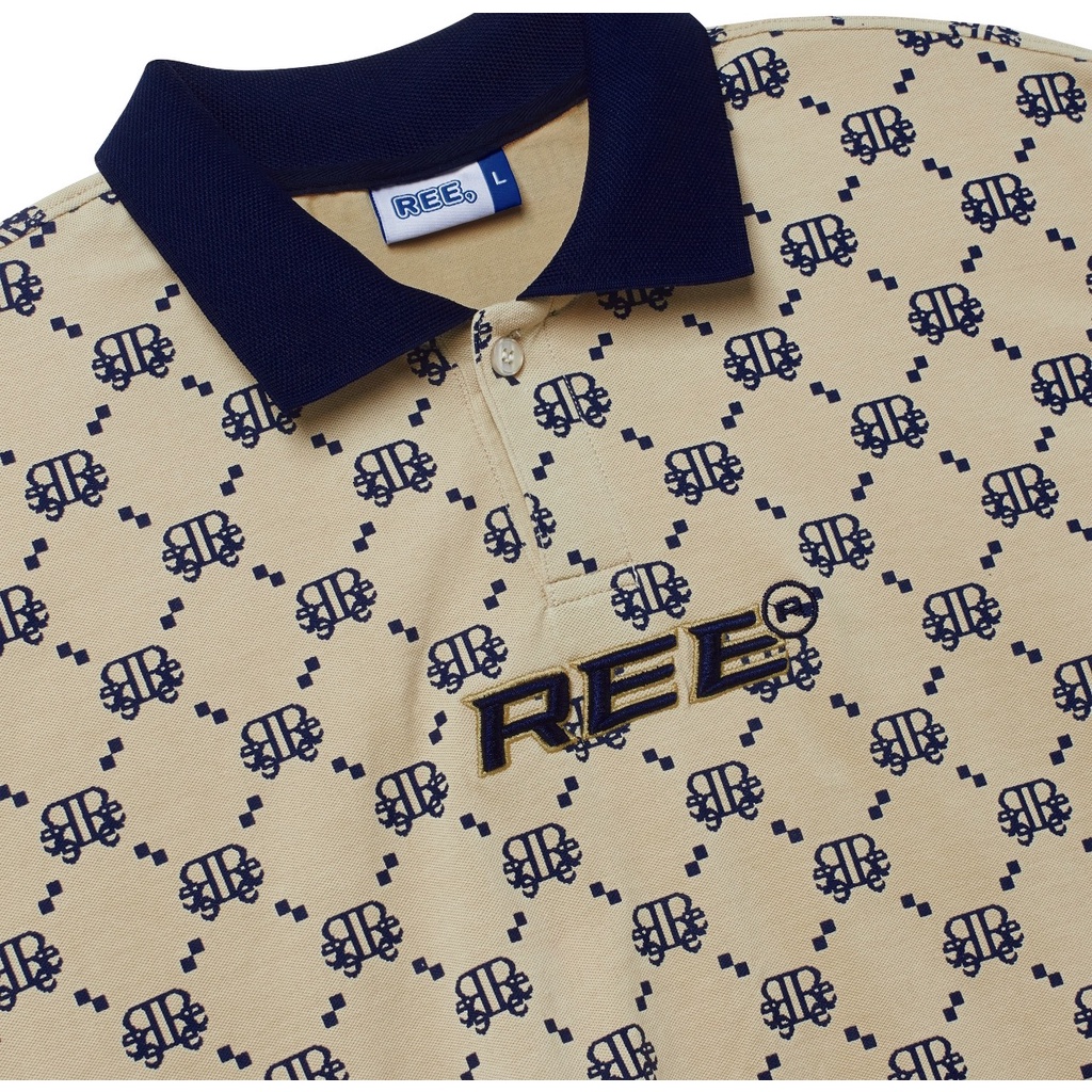 LOCAL BRAND REE - ÁO POLO DIAMOND MONOGRAM MÀU BEIGE