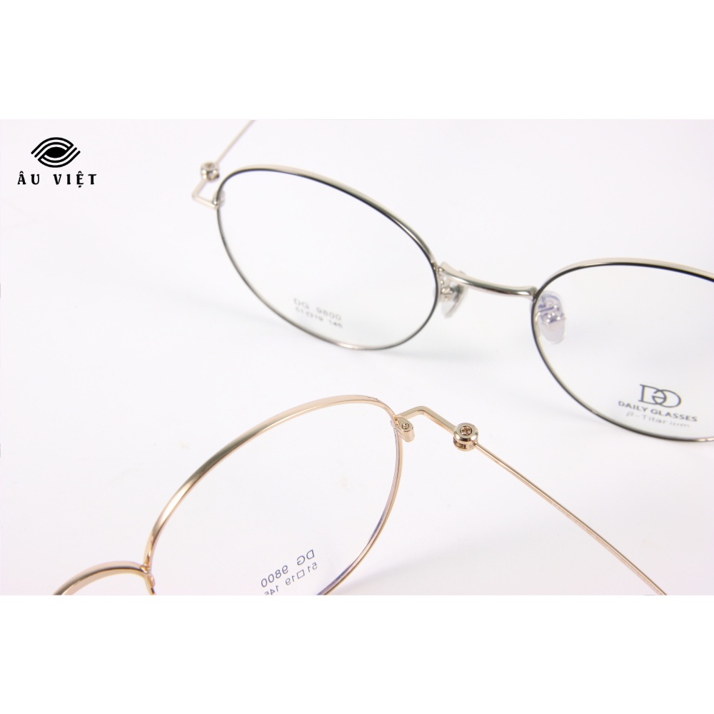 Gọng kính nam nữ kim loại titanium dáng tròn Daily Glasses DGA-9800 màu vàng/bạc Full box