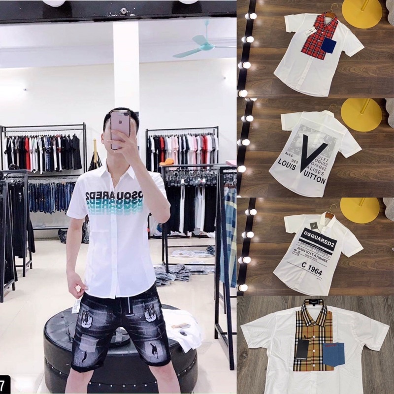 “ FREESHIP “ Áo Sơ Mi Cộc Nam Cao Cấp- Áo Sơ Mi Cộc Nam Pha Hoạ Tiết  New