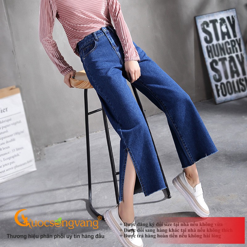 Quần jean nữ xẻ ống quần nữ ống đứng màu xanh biển GLQ092 Cuocsongvang