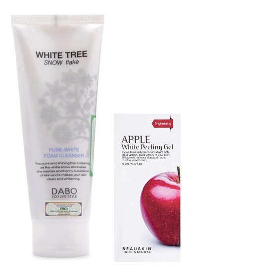 Sữa rửa mặt trắng da tuyết trắng DABO White Free Snow Flake  Hàn Quốc 150ml/Tuýp Và 1 gói tẩy da chết Beauskin 3ml/gói