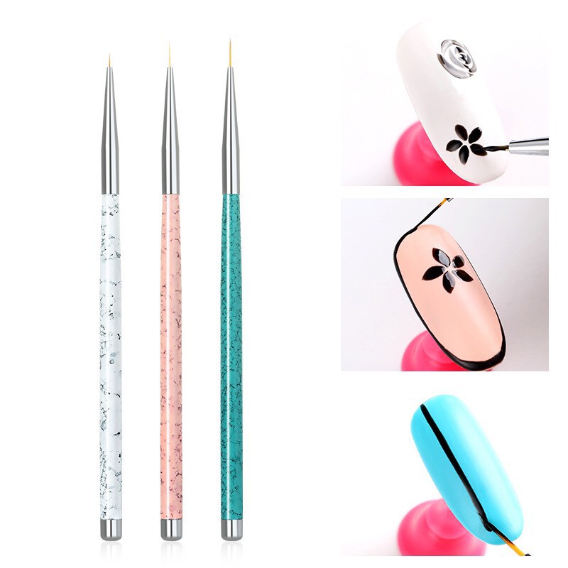 Set cọ vẽ gel, cọ vẽ móng tay nghệ thuật, nail art (1 bộ 3 cọ râu vẽ nét mỏng)