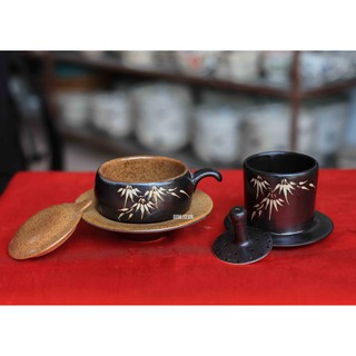 Phin cafe thấp khắc trúc men gốm
