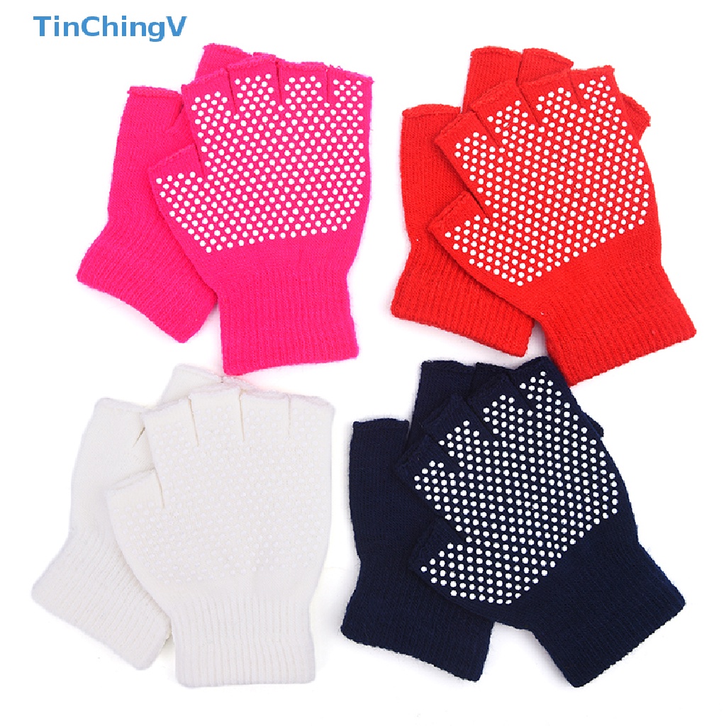1 Đôi Găng Tay Hở Ngón Bằng Cotton Thoáng Khí Chống Trượt Dùng Tập Yoga / Thể Hình