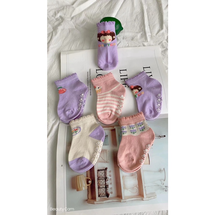 Set 5 đôi tất chống trượt cho bé Jasmine Baby nhiều màu