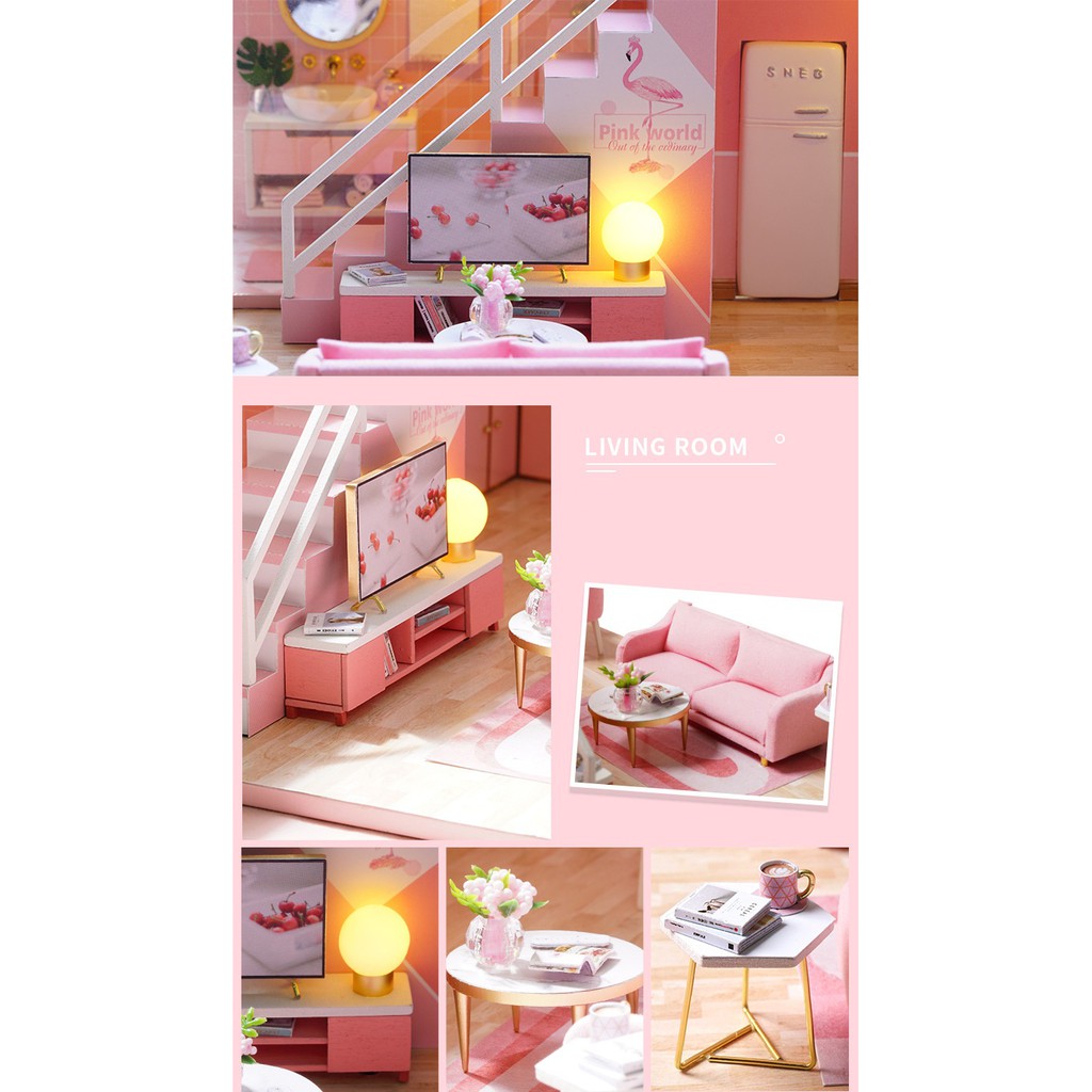 Mô hình nhà búp bê DIY Doll House Miniature_ MEETING YOUR SWEET _Tặng TẤM CHE BỤI + KEO