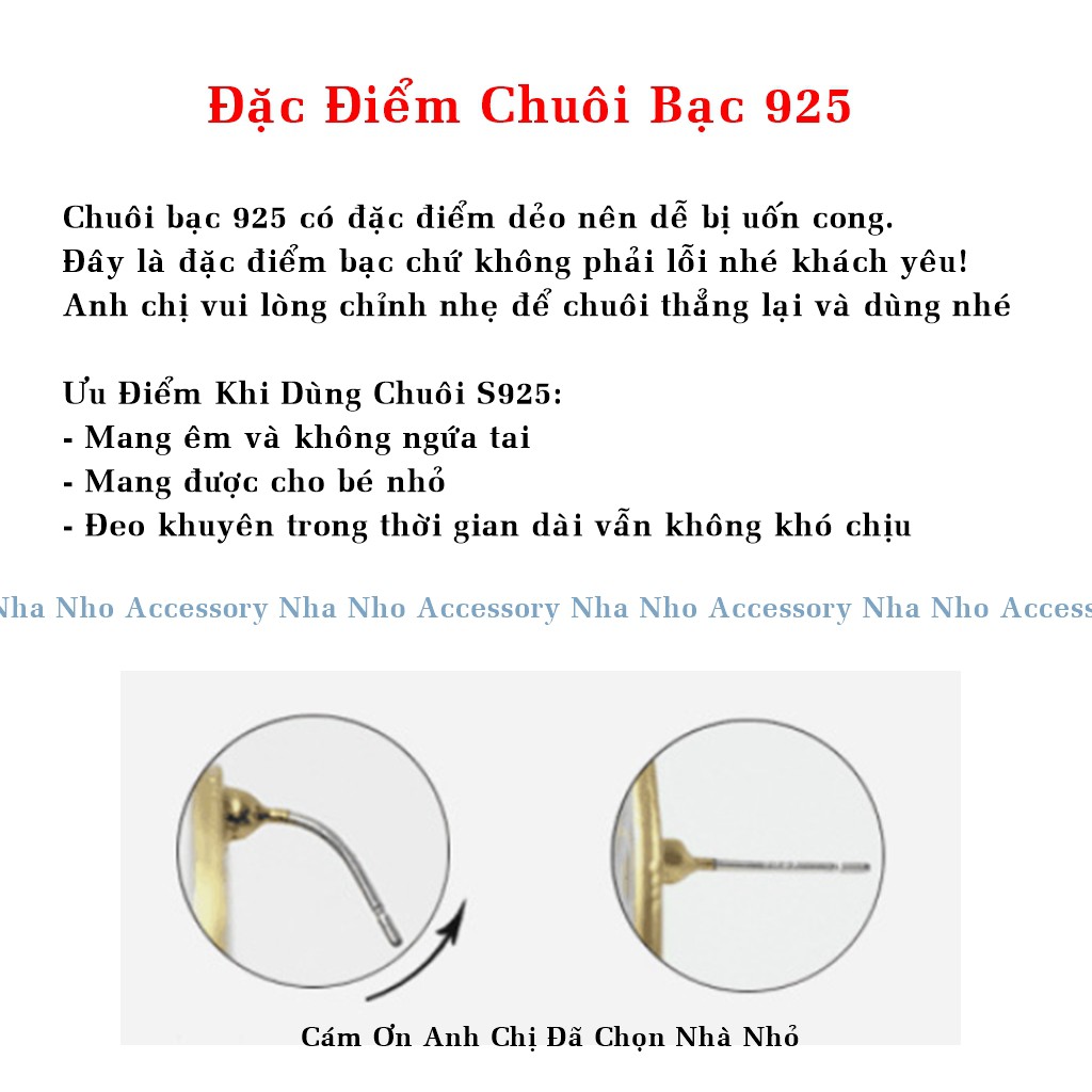 [Tặng Khuyên Bạc] Khuyên Kẹp Vành Tai Chuôi Bạc 925 Đính Đá Đi Tiệc Cá Tính NHÀ NHỎ MS 173