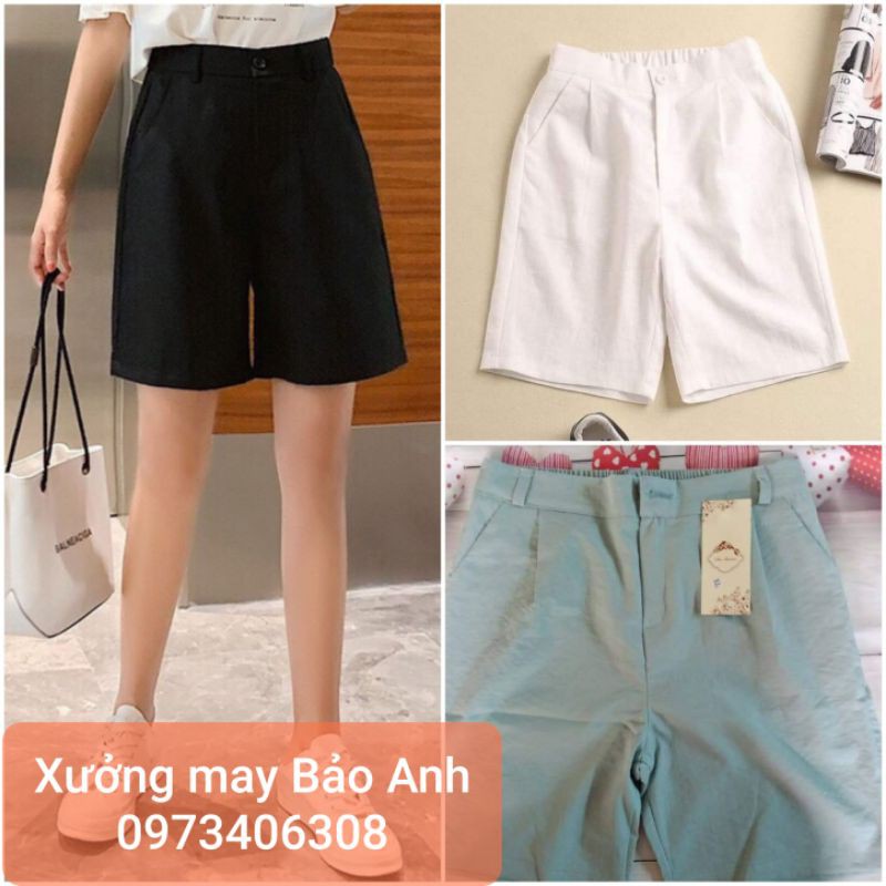 Quần Short Nữ Ống Rộng Cạp Cao Lưng Thun Co Giãn Vải Đũi Mềm Mát Mặc Nhà Mùa Hè Có Bigsize Đến 100kg | BigBuy360 - bigbuy360.vn