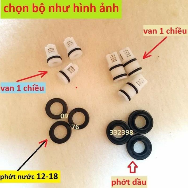 Bộ phớt, van 1 chiều máy rửa xe mini cao áp dùng phớt 12-20, 12 chiếc