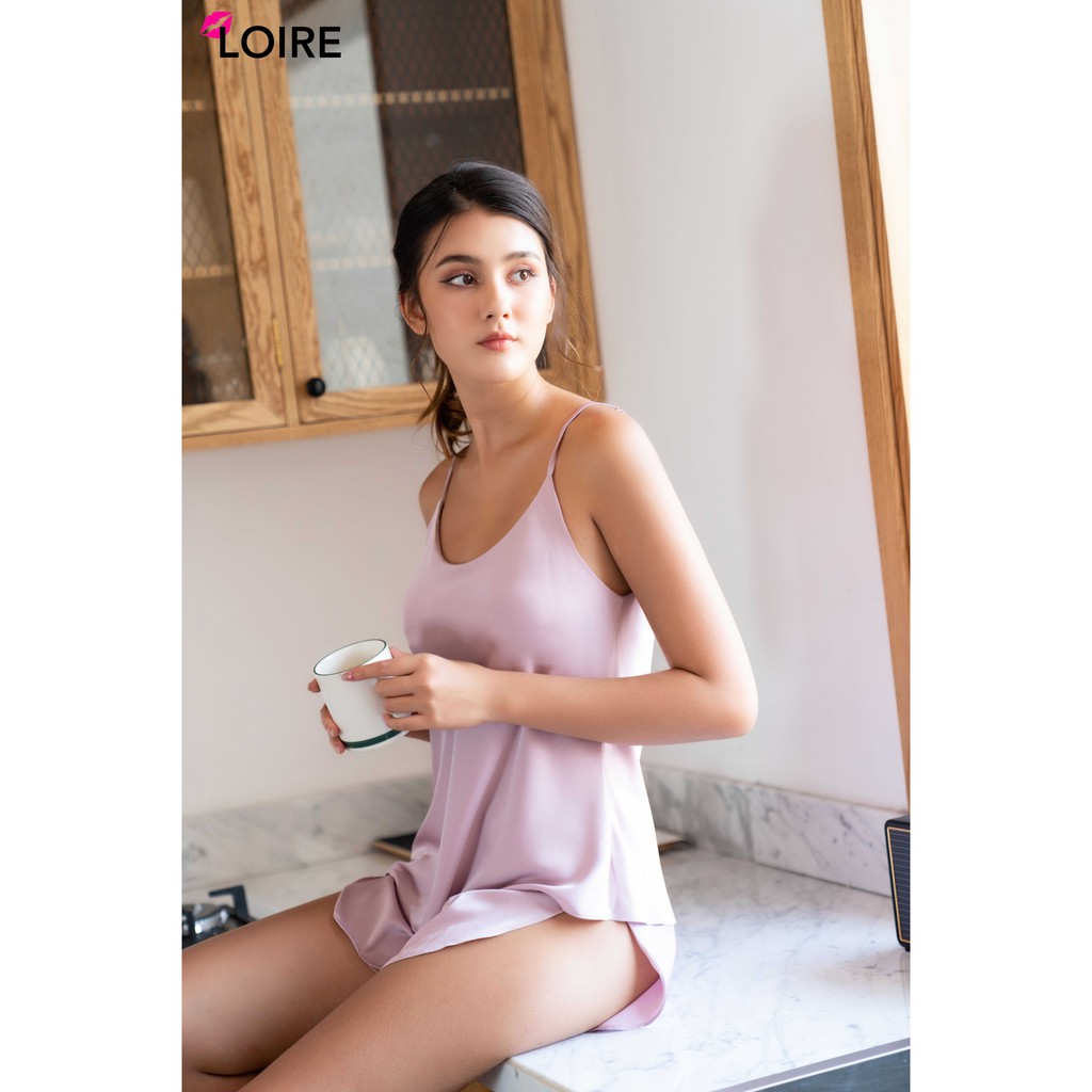 [Mã WABRLR50K giảm 50K đơn 0Đ] Bộ Đồ Ngủ Lụa Cao Cấp LOIRECHIC LPD03 (quần ngắn- áo 2 dây) | BigBuy360 - bigbuy360.vn