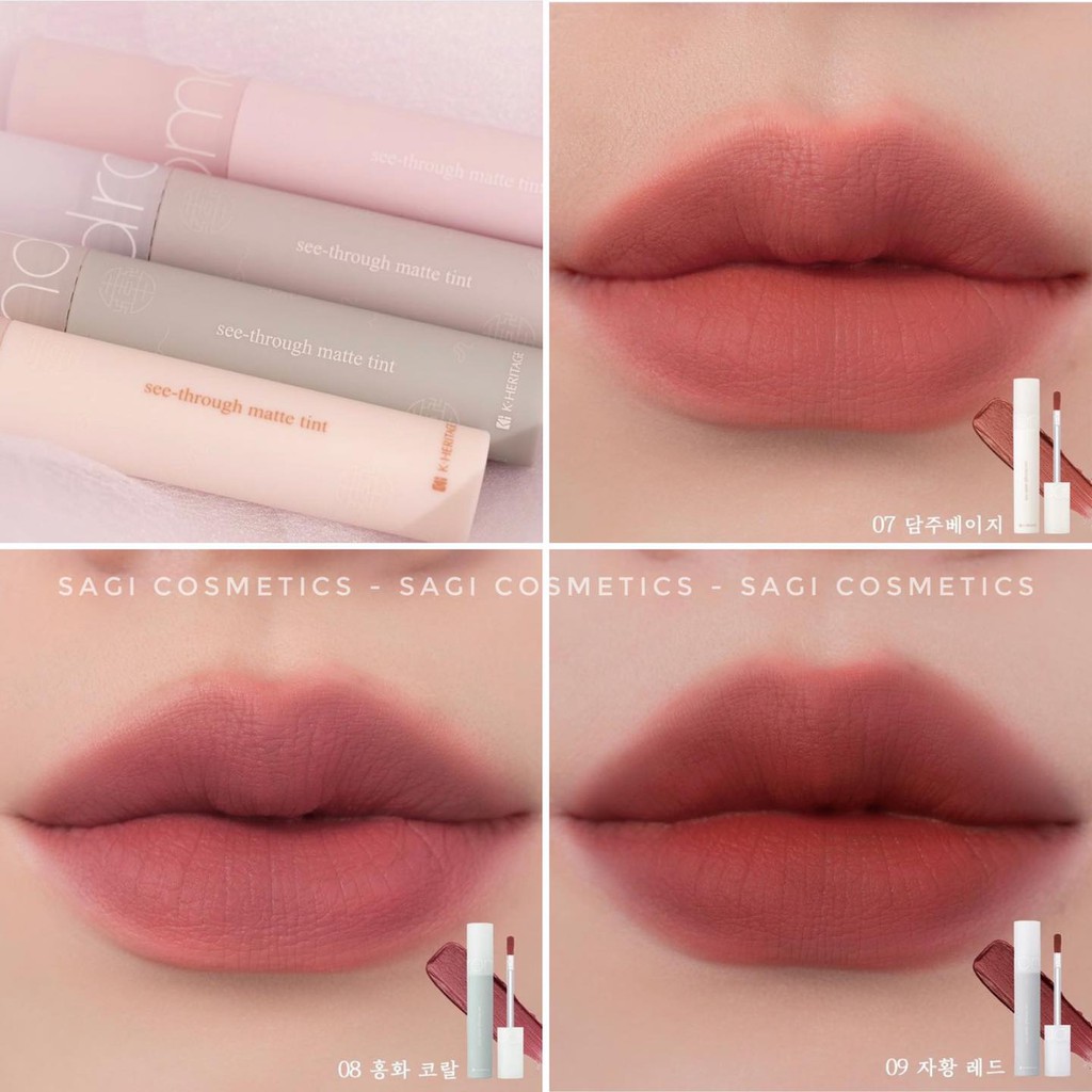 Son Kem Lì, Siêu Mịn Mượt Môi Romand Hanbok (See-Through Matte Tint - Glasting Water Tint) | BigBuy360 - bigbuy360.vn