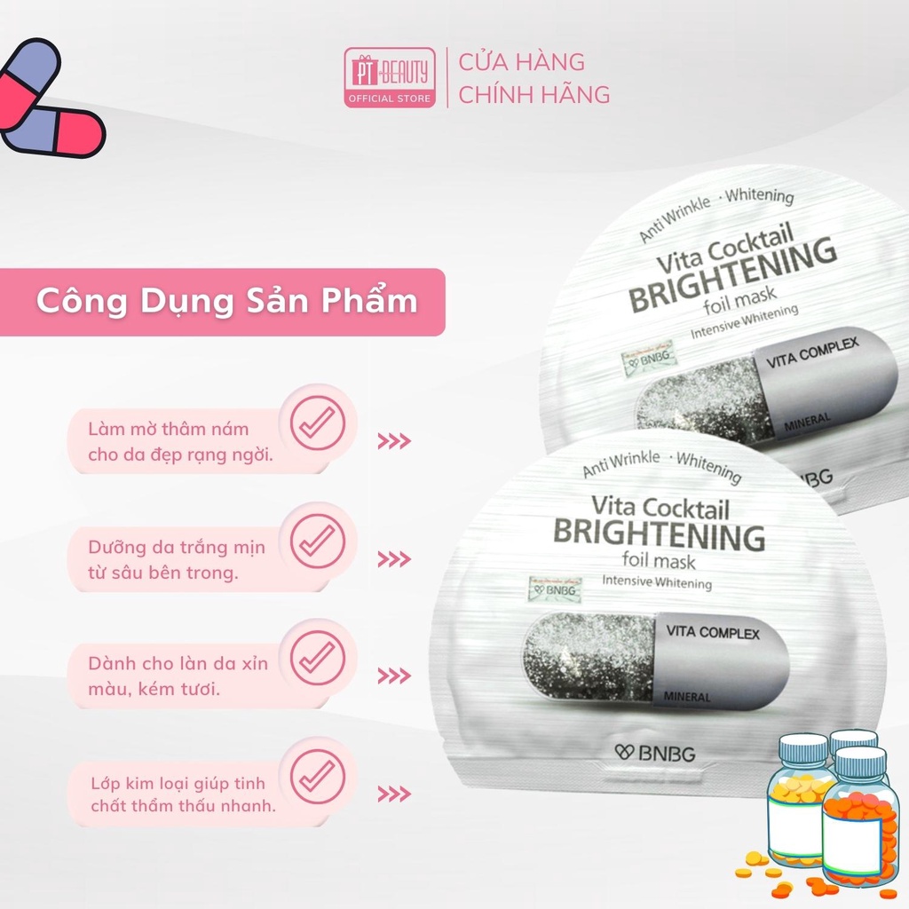 [Mã BMLT35 giảm đến 35K đơn 99K] Mặt nạ BNBG Vita Mask giảm mụn, phục hồi, cấp ẩm, nuôi dưỡng da toàn diện 30ml Hàn Quốc