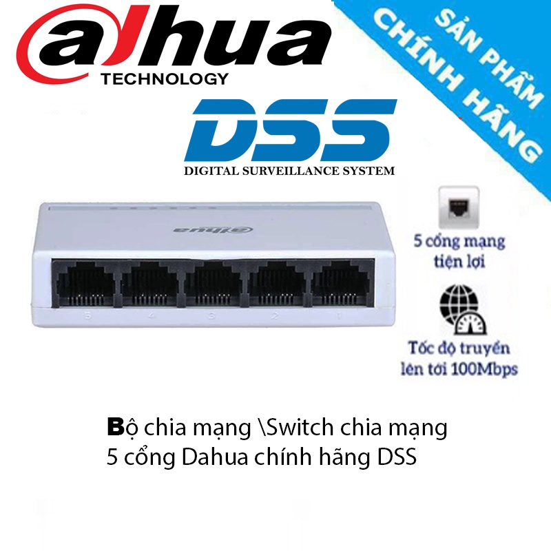 Bộ chia mạng Switch 5 cổng Dahua DSS 5 8 cổng TotoLink , bộ phát wifi Tốc Độ 100Mb - 300Mb Chính hãng - Bảo hành 24 TH