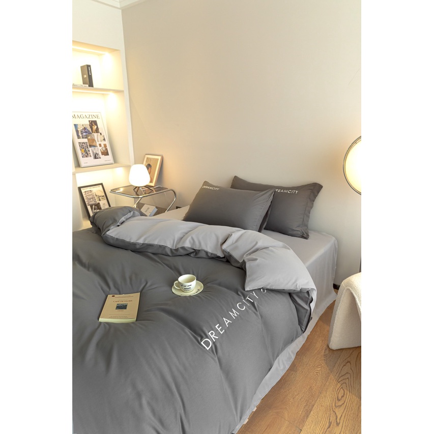 Bộ Chăn Ga Gối Cotton Dream City HIN BEDDING,Chăn Ga Chất Liệu Cotton Tici Cao Cấp Mềm Mịn Thấm Hút Mồ Hôi Đủ Kích Thước