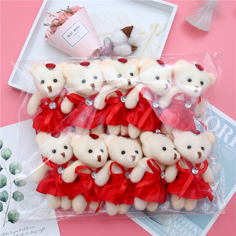 Bó 10 Gấu Bông Dễ Thương Trang Trí Tiệc Cưới