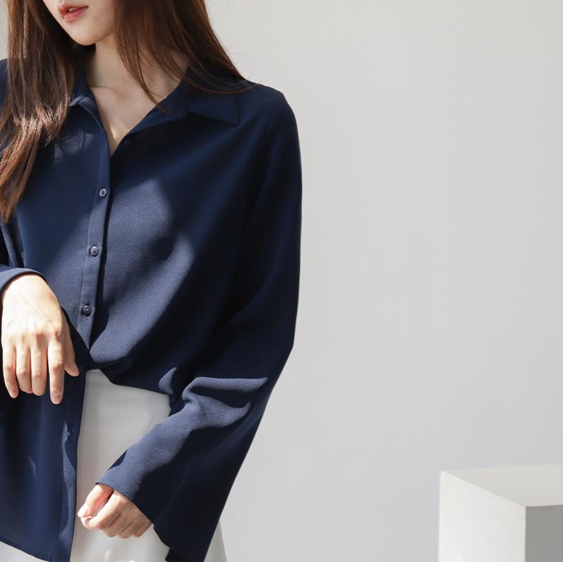 [ Mã 12FASHIONSALE1 giảm 10K đơn 50K ] Áo Sơ Mi Vải Voan Tay Dài Dáng Rộng Thời Trang Mùa Thu 2021 Cho Nữ