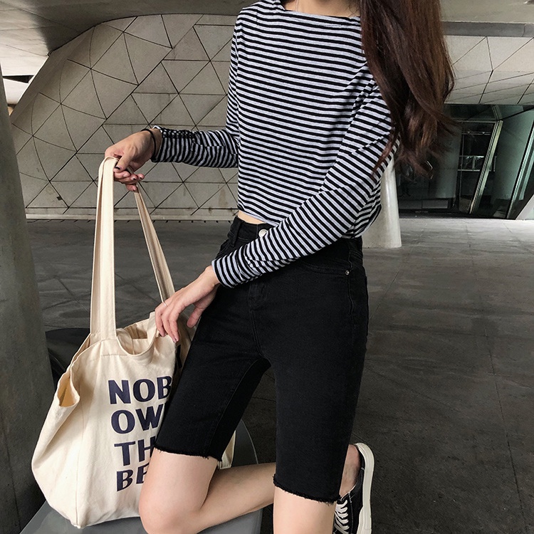 Quần short jean nữ lưng cao ZENA cạp cao vải bò giấy co giãn Q41