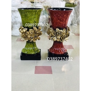 [Ảnh thật+video]Bình hoa composite, mẫu [chân vuông] cao 45cm, rộng 23cm( cắm hoa sáp, hoa lụa, hoa giả, lông công..)