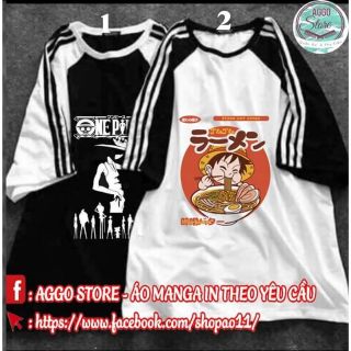 Áo Thun Tay Lửng One Piece, Mũ Rơm  In Theo Yêu Cầu