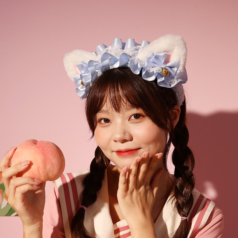 Băng Đô Tai Mèo Hoạt Hình Mềm Mại Chăm Sóc Da Cho Nữ