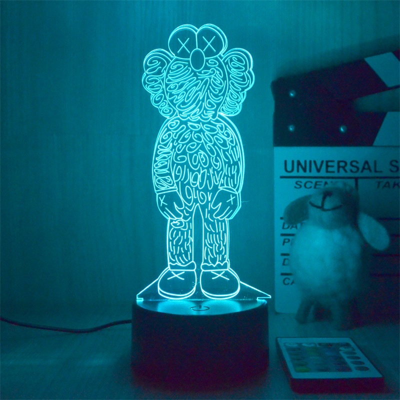Đèn Ngủ LED 3d Hình Bearbrick Hoạt Hình Dễ Thương Kèm Điều Khiển Từ Xa Và Sạc USB Tiện Dụng Trang Trí Nhà Cửa