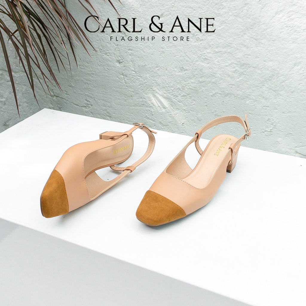 Carl &amp; Ane - Giày cao gót bít mũi cao 4cm màu kem đậm - CL020