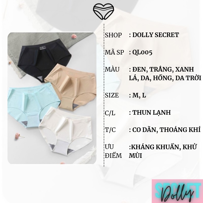 Combo set 5 quần lót nữ đúc su non thun lạnh không viền cạp ép cao cấp DOLLY SECRET QL005