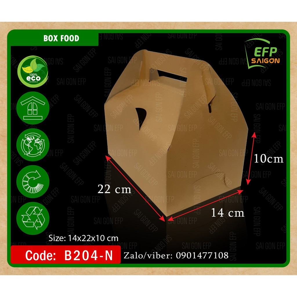 HỘP GIẤY KRAFT CÓ QUAI XÁCH 14x22x10cm 100 cái/đơn