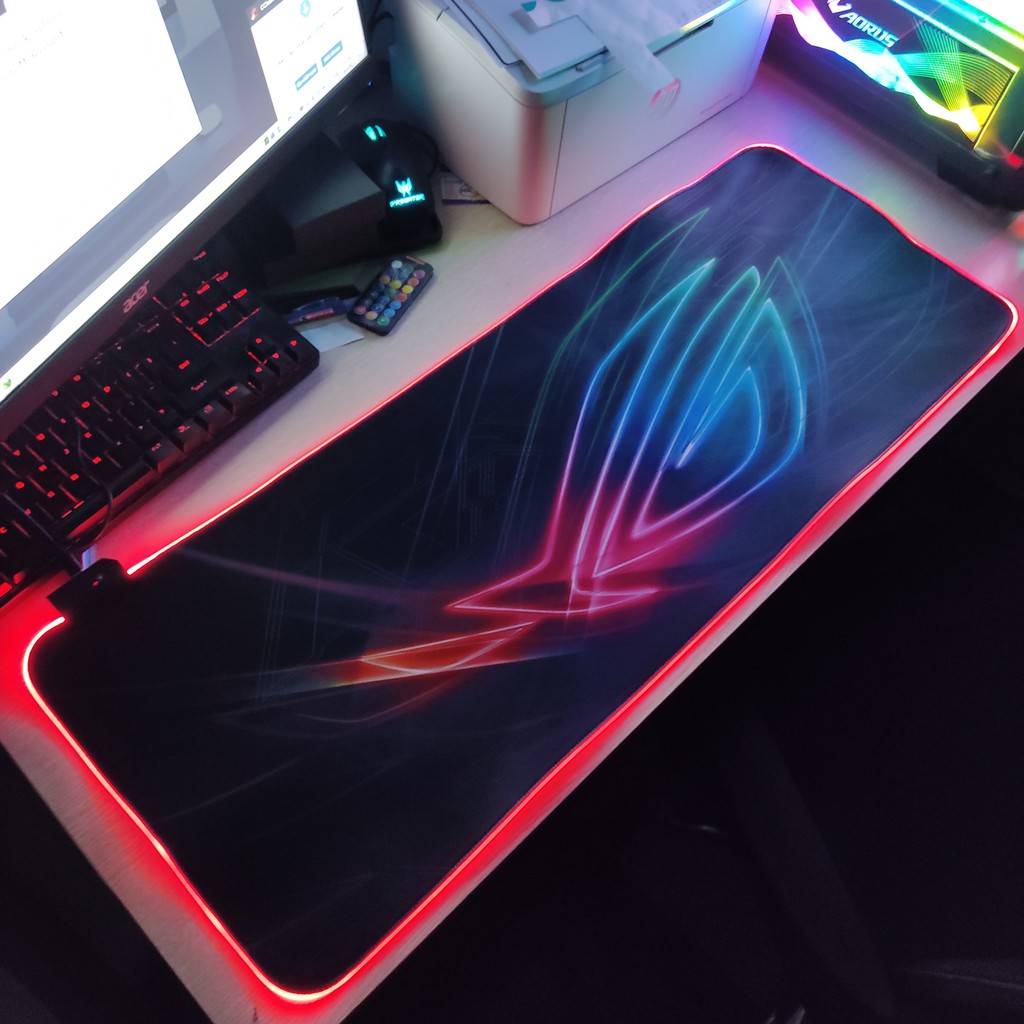 Mouse Pad, bàn di chuột, lót di chuột tích hợp Led RGB ROG Version 2 sáng viền, kích thước 80cm x 30cm dày 4mm