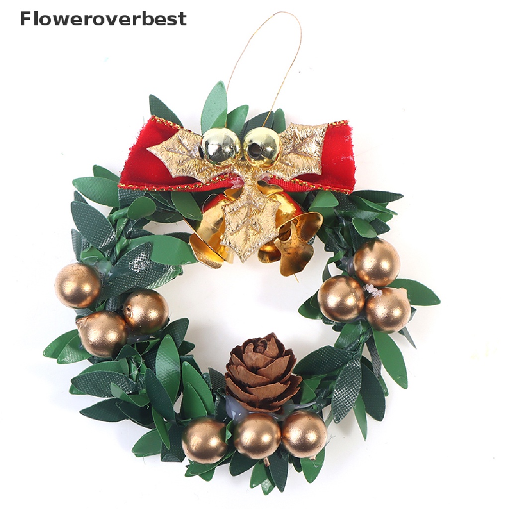 Vòng hoa giáng sinh 6cm tỉ lệ 1: 12 dùng để trang trí nhà búp bê